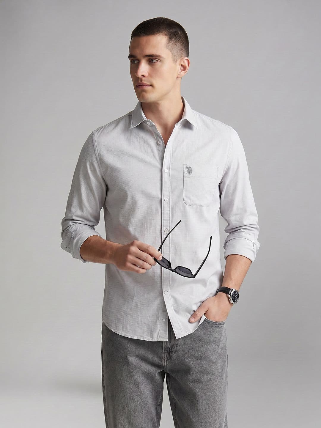 U.S. Polo Assn. Denim Co. Spread Collar Pure Cotton Casual Shirt - view 1