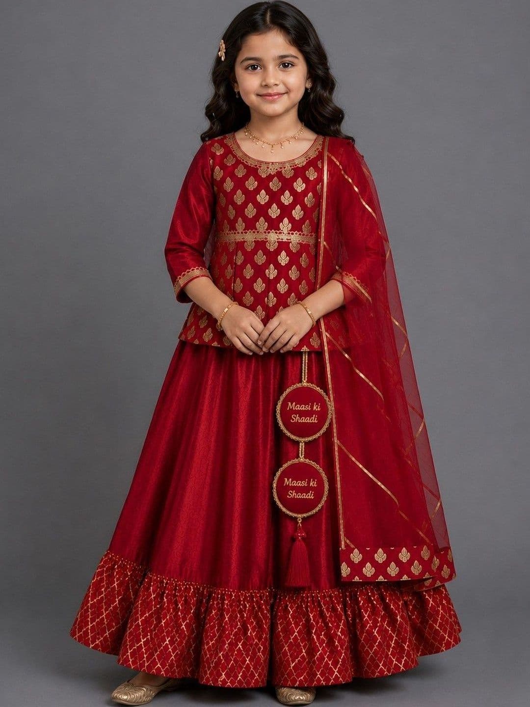 The Little Tales Girls Embellished Ready to Wear Lehenga & Blouse With Dupatta - view 1
