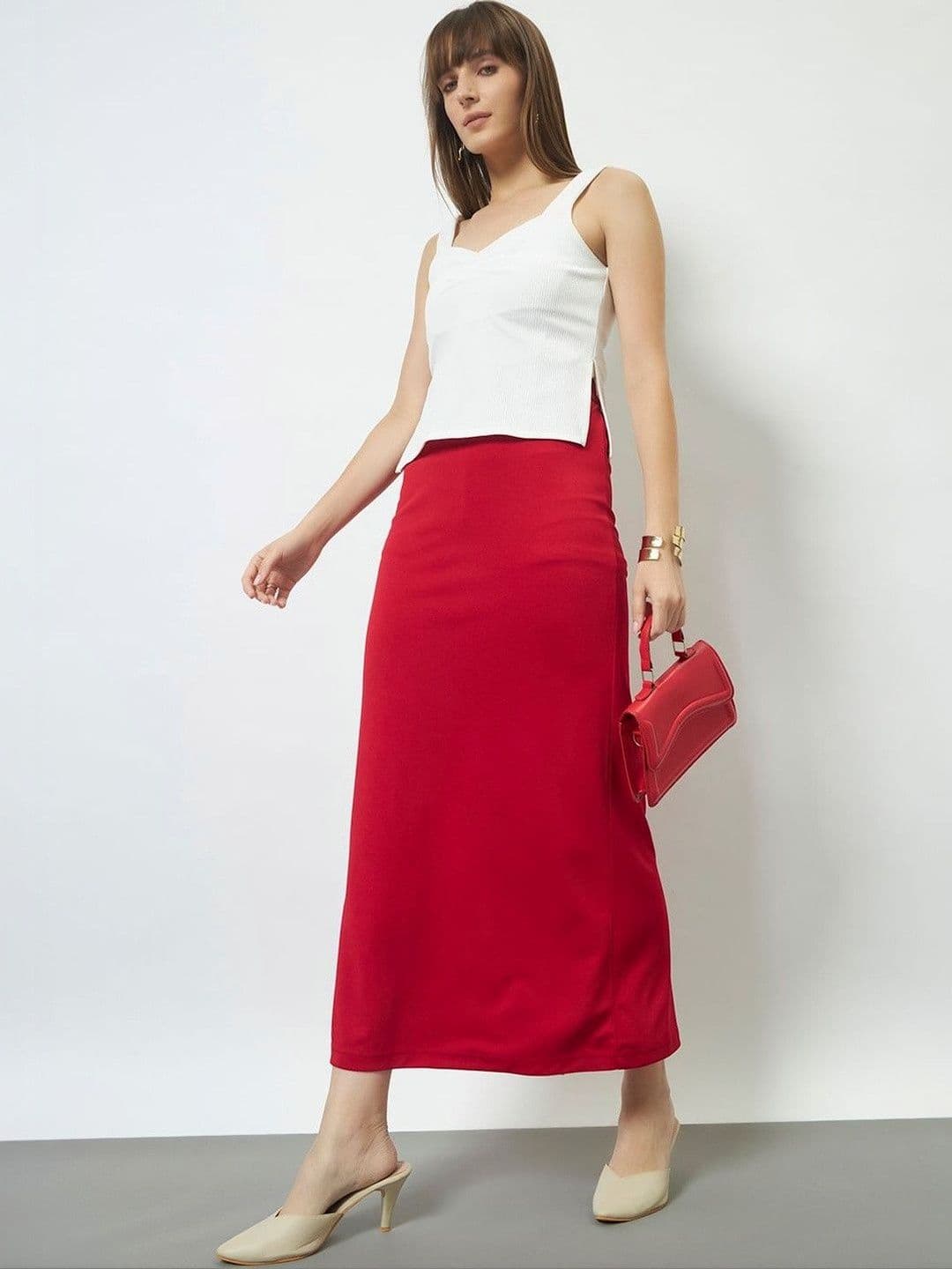 Trend Arrest Women Sleek Utility Back Slit Maxi Straight Skirt - view 1