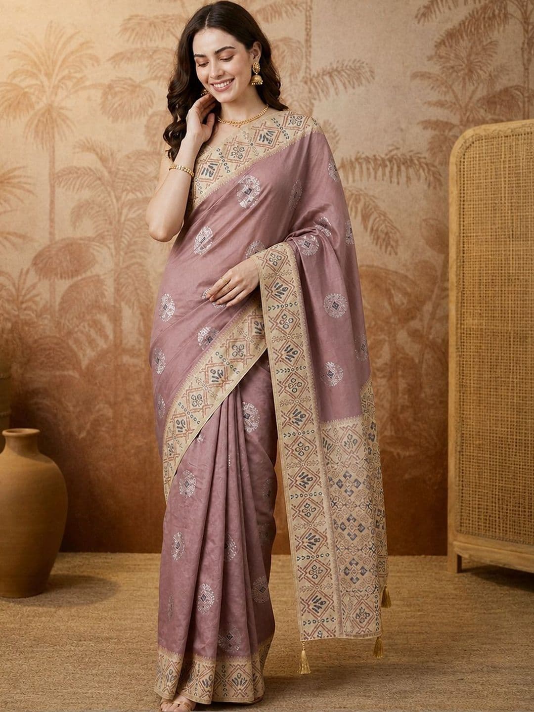 Sangria Ethnic Motifs Zari Silk Blend Handloom Banarasi Saree - view 1