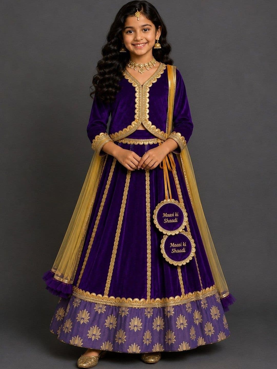 The Little Tales Girls Embellished Sequinned Ready to Wear Lehenga & Blouse With Dupatta - view 1