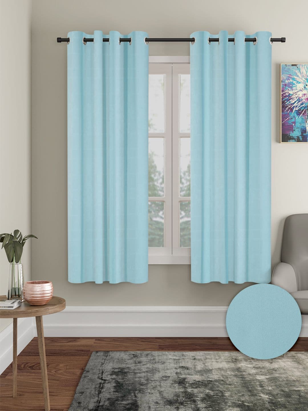 Cortina Blue 2 Pieces Black Out Window Curtains - view 1