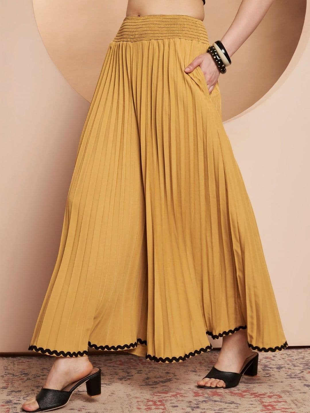 ZWERLON Women Flared Pleated Palazzos - view 1