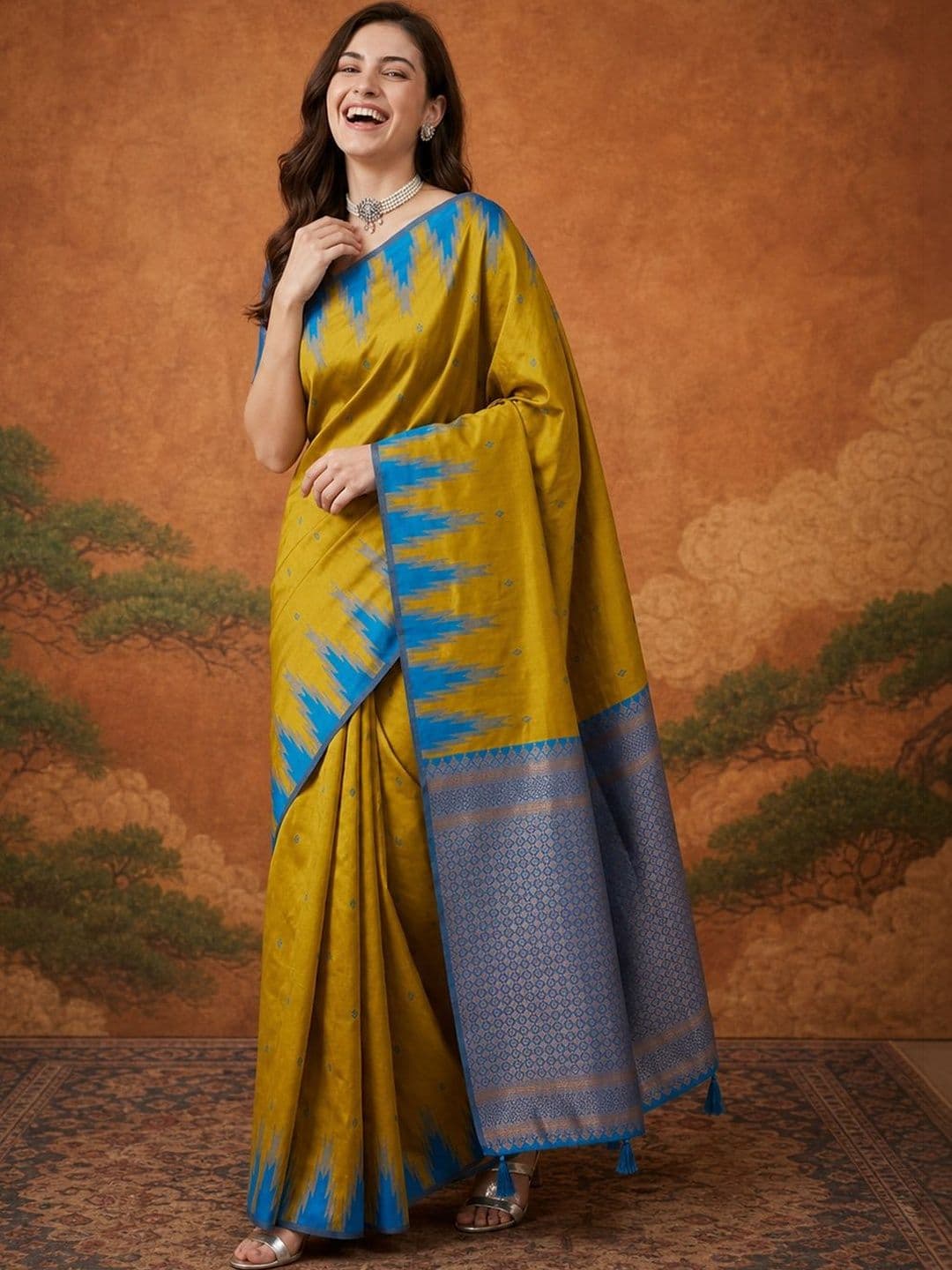 Sangria Woven Design Zari Silk Blend Handloom Banarasi Saree - view 1