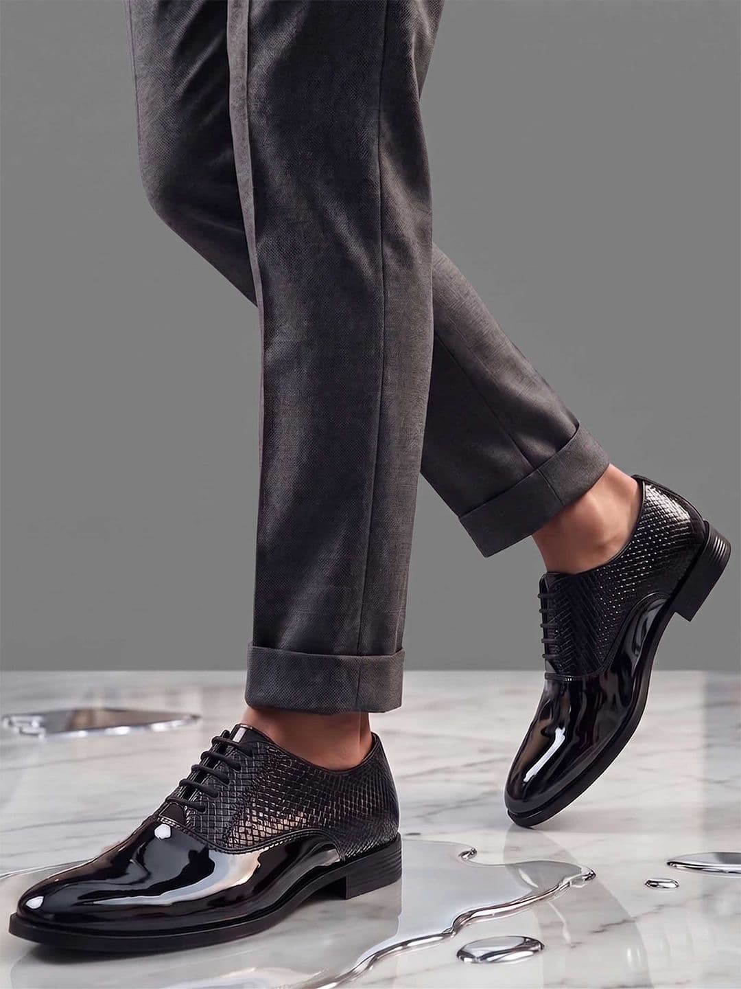 HERE&NOW Men Textured Formal Oxford Shoes - view 1