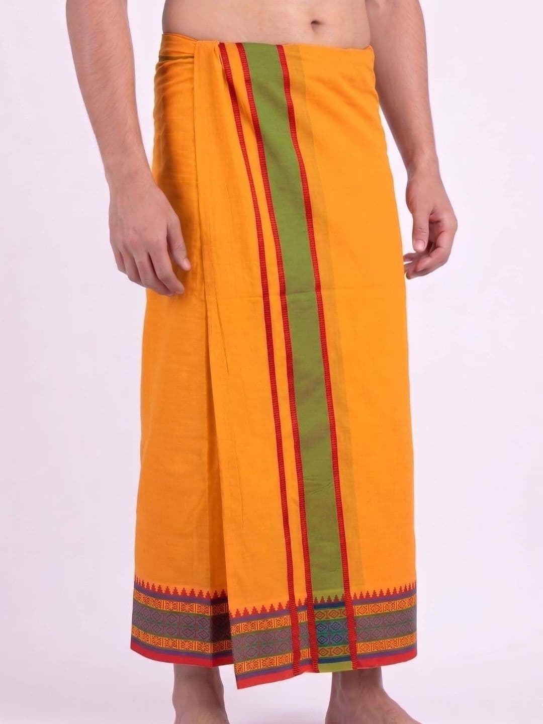 Hornbill Enterprises Men Striped Cotton Dhoti Dhotis - view 1
