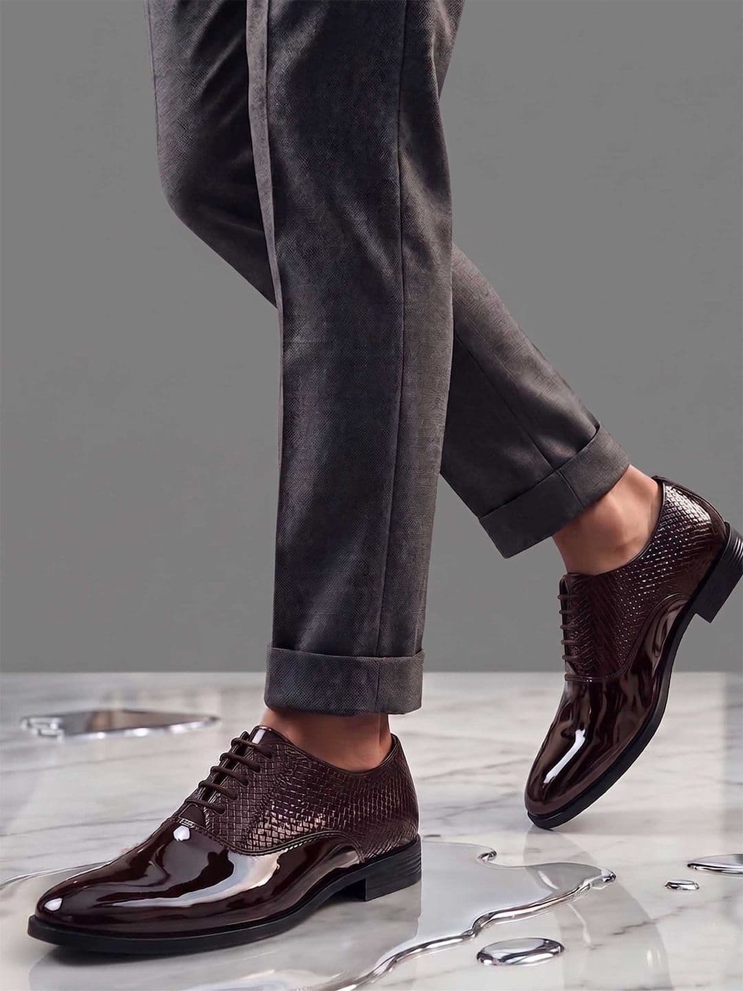 HERE&NOW Men Textured Formal Oxford Shoes - view 1