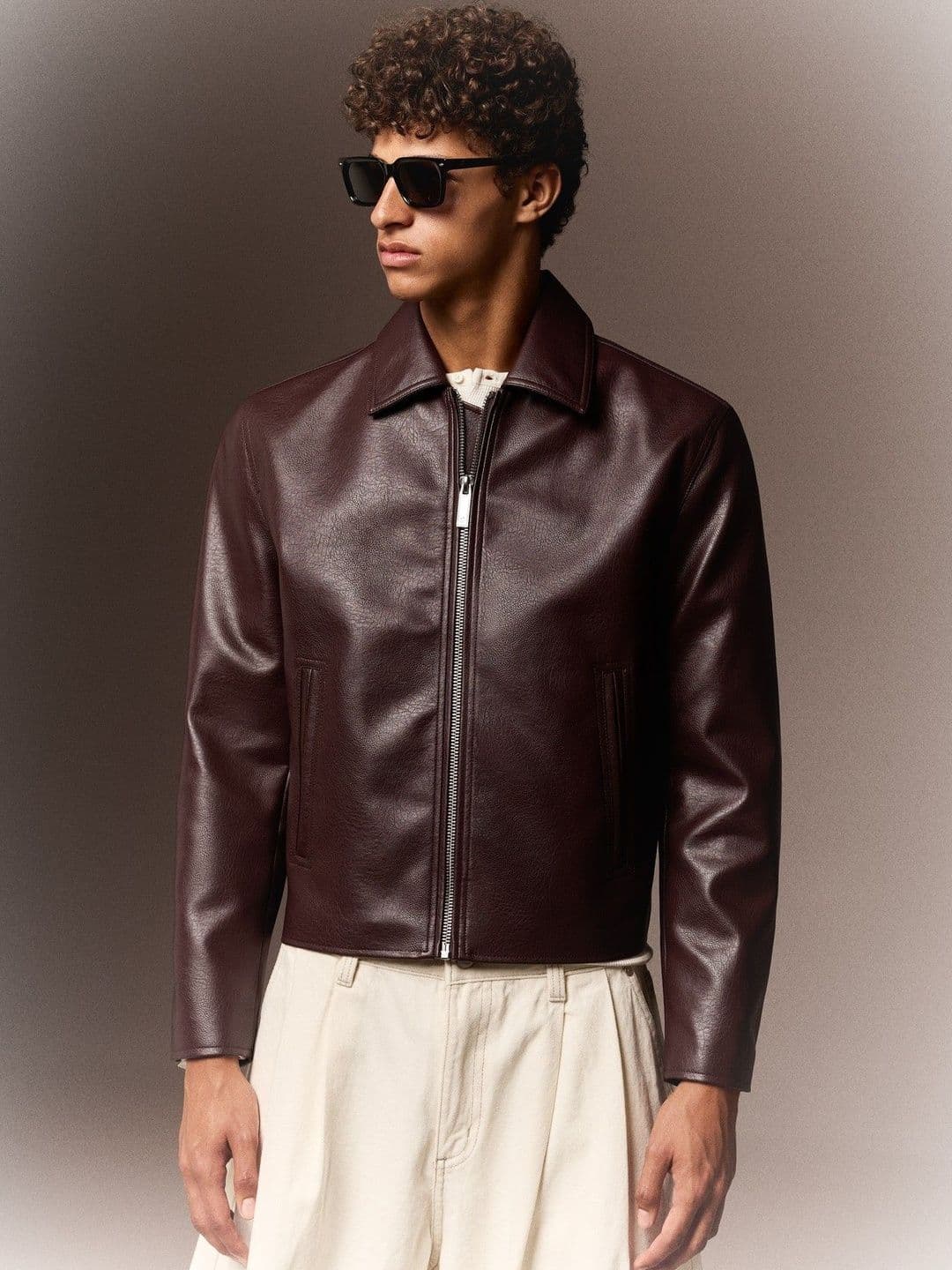 Bershka Boxy Leather Effect Jacket - view 1