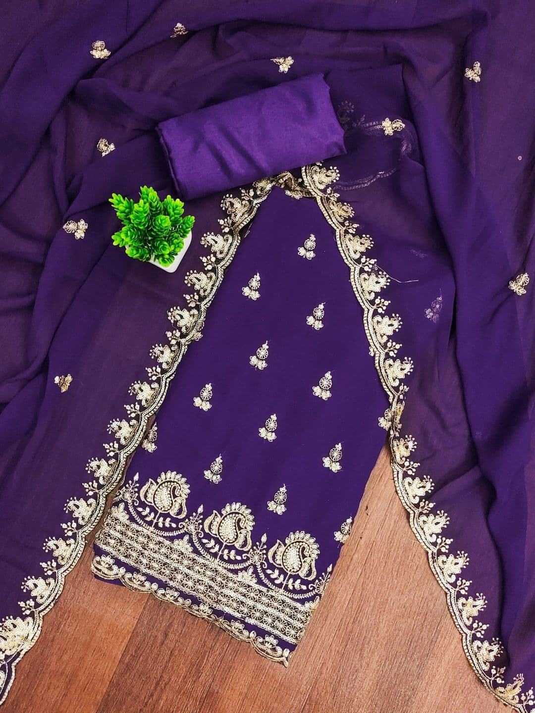 Rangtulika Ethnics Floral Embroidered Unstitched Dress Material - view 1