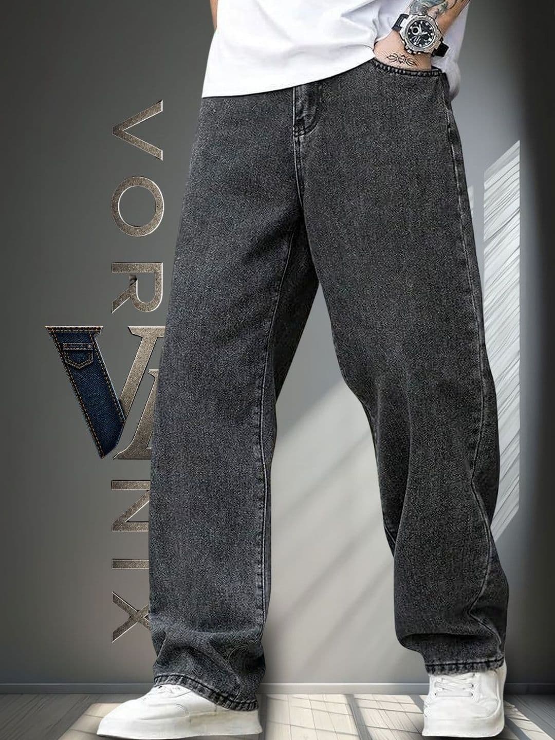 VORNIX DENIM Men Relaxed Fit Mid-Rise Stretchable Jeans