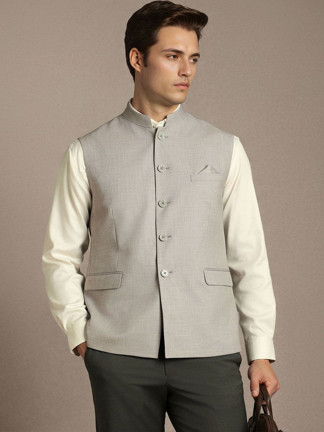 Louis Philippe Mandarin Collar Nehru Jackets - view 1
