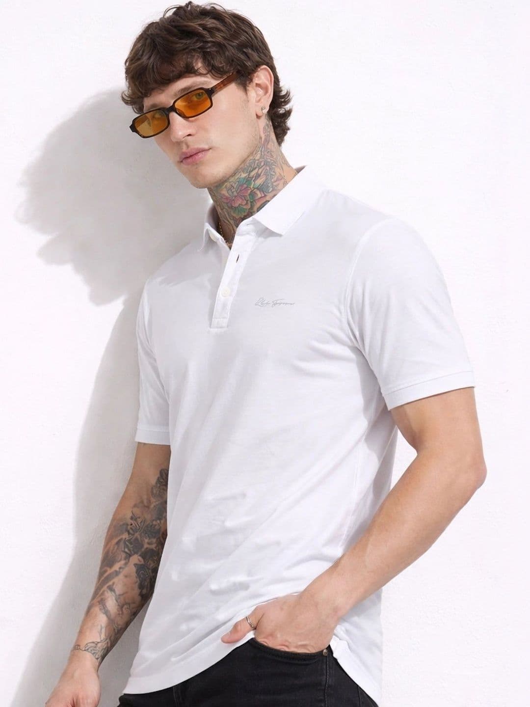 Klub Fox Men Solid Polo Collar Cotton T-Shirt - view 1