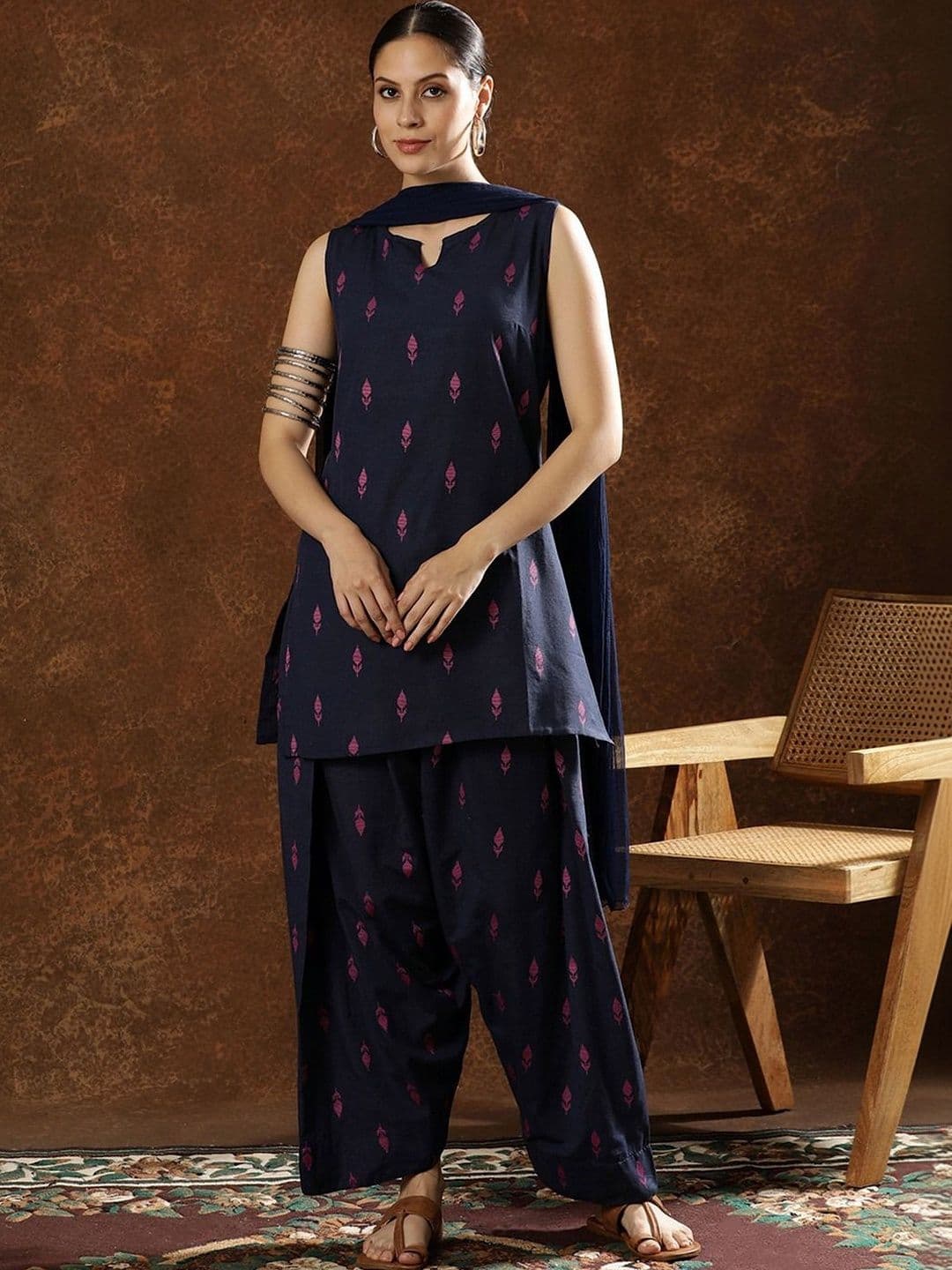 CHIRAAI Women Ethnic Motifs Printed Regular Kurta with Patiala & With Dupatta - view 1