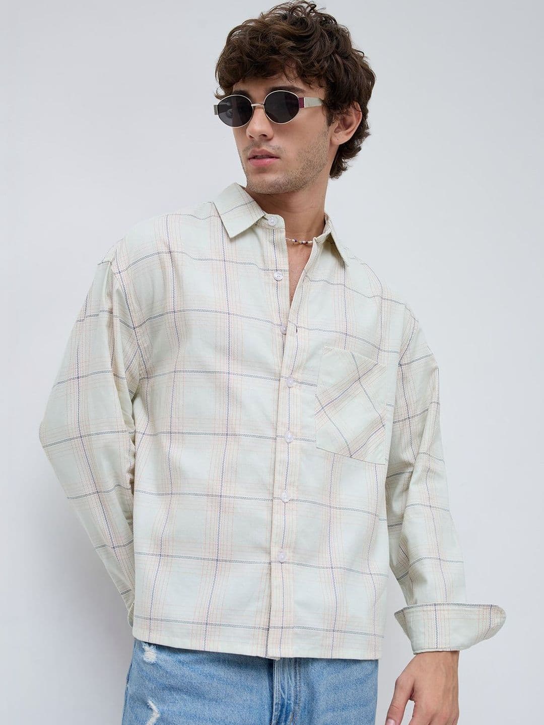 VASTRADO Pista Pop Tartan Boxy Fit Crop Shirt - view 1