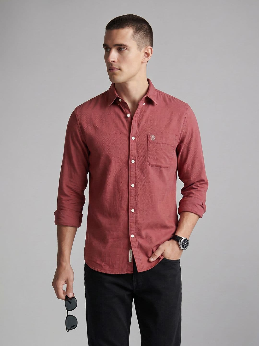 U.S. Polo Assn. Denim Co. Spread Collar Pure Cotton Casual Shirt - view 1
