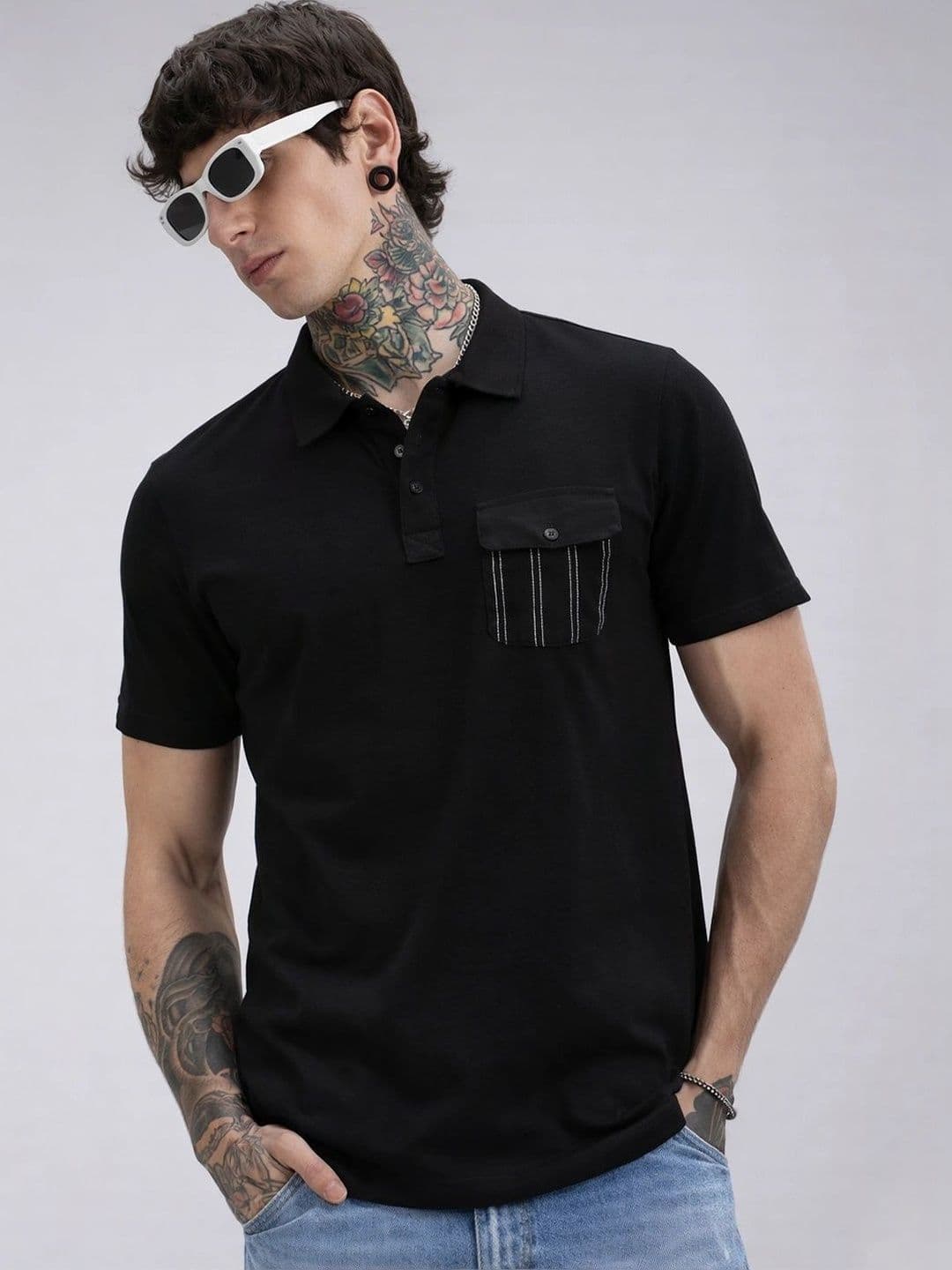 Klub Fox Men Solid Polo Collar Polyester Tshirt - view 1
