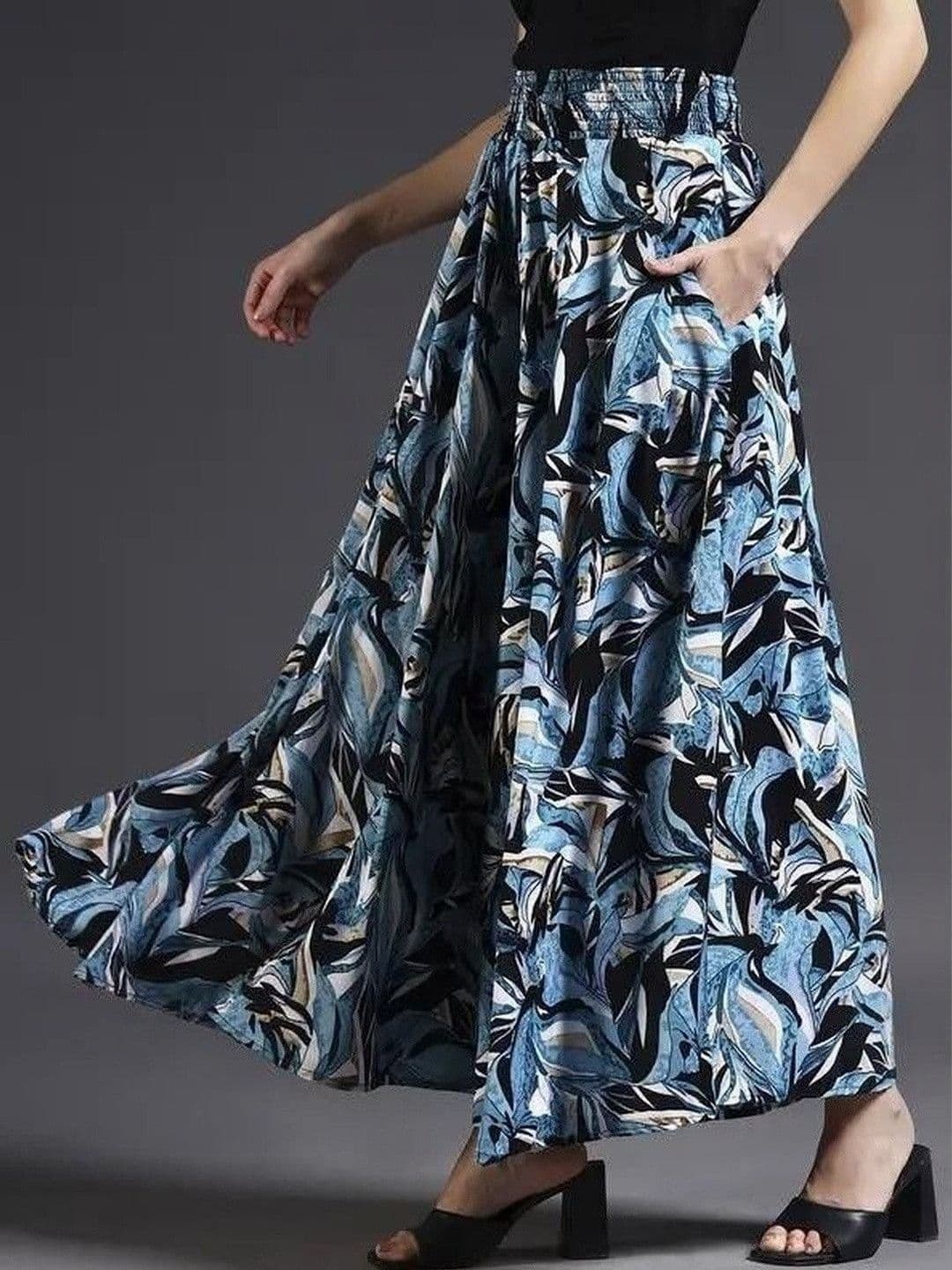 Pink Formal Women Printed Flared Crepe Palazzos - view 1