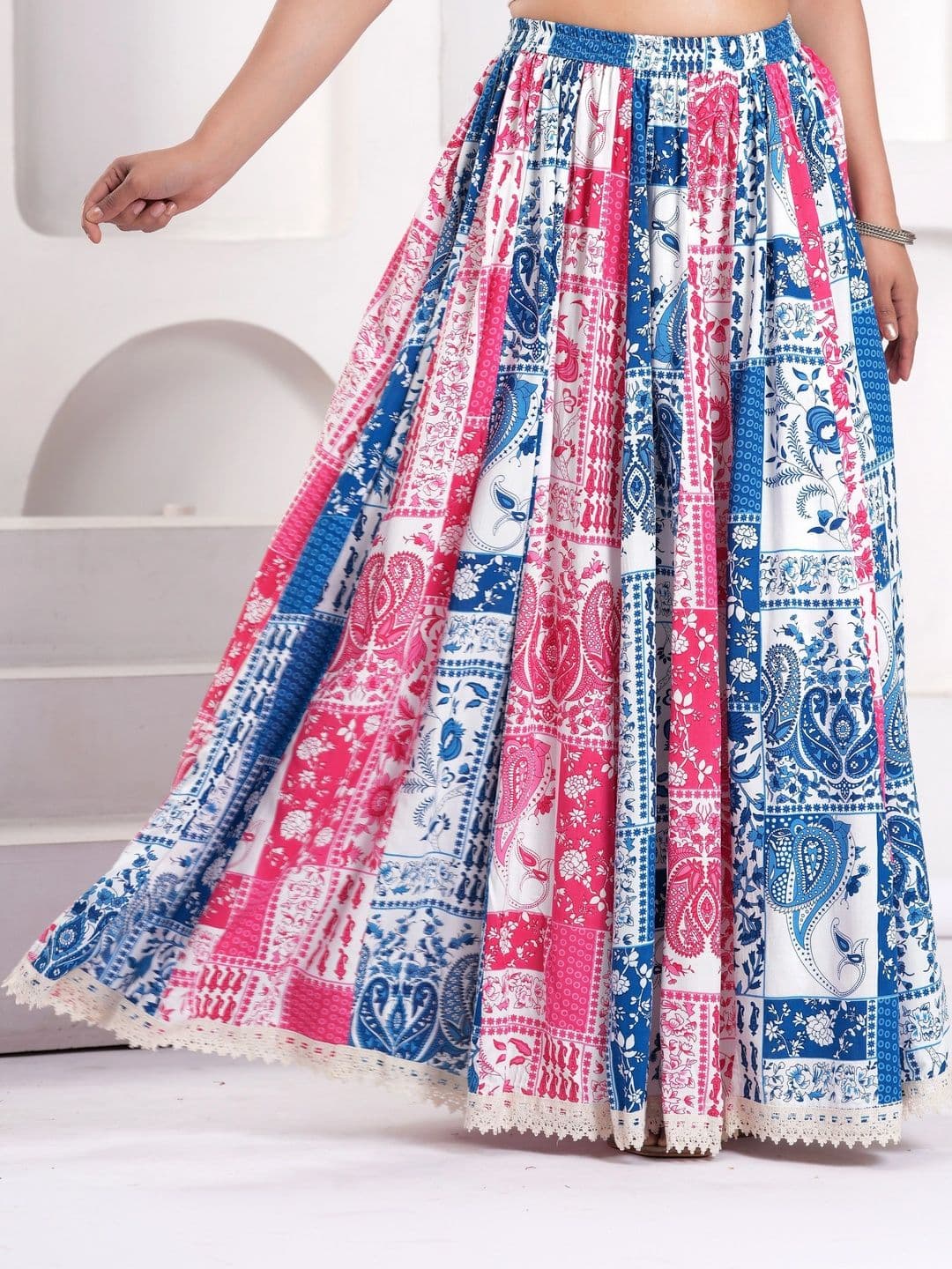 Clothy N Wave Women Paisley Bohemian Maxi Flared Skirt - view 1