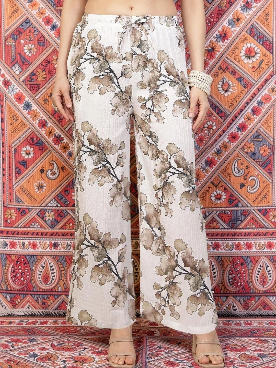 Jinfo Women Floral Printed Crepe Palazzos - view 1
