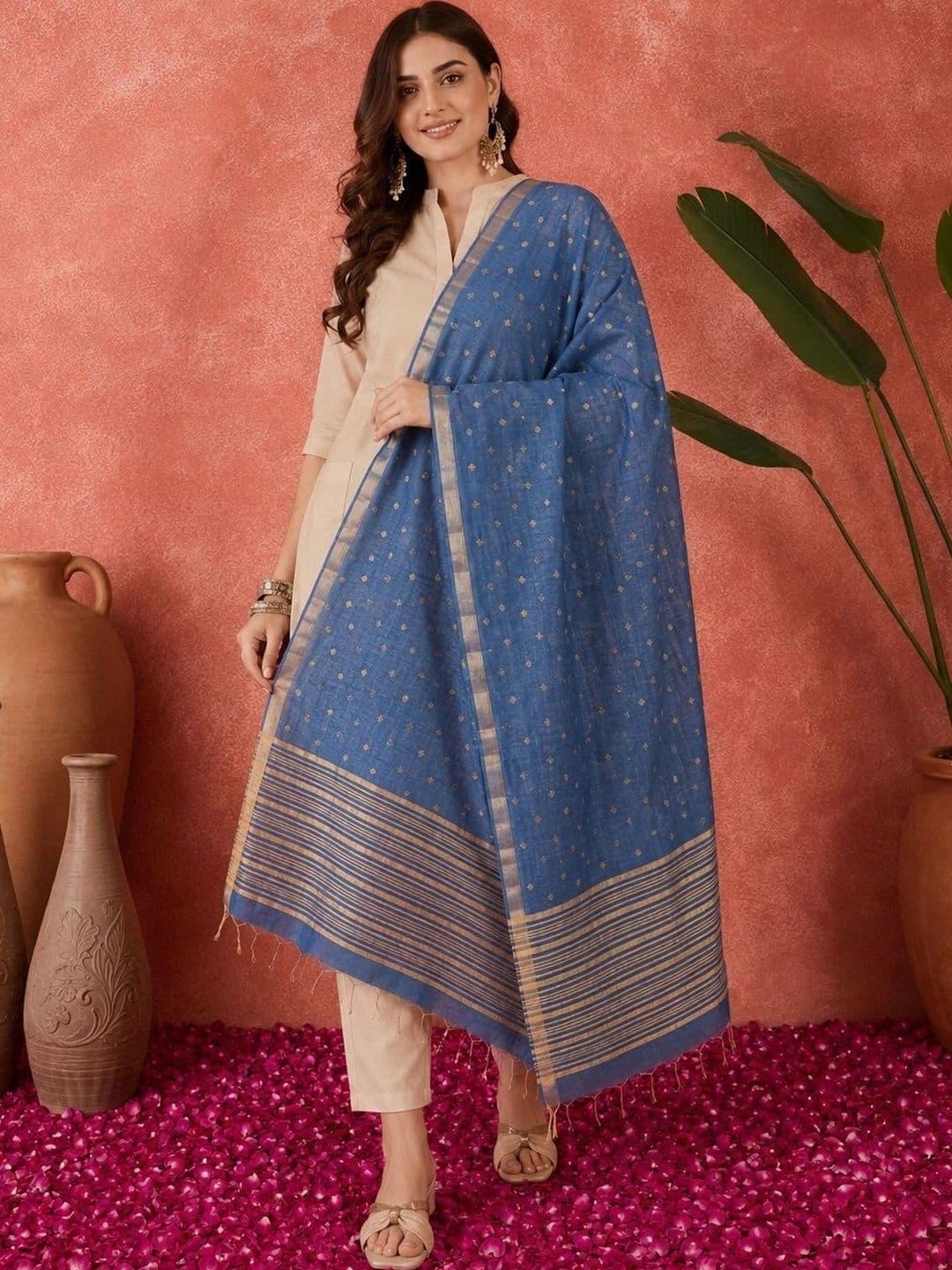 Sangria Ethnic Motifs Woven Design Dupatta - view 1