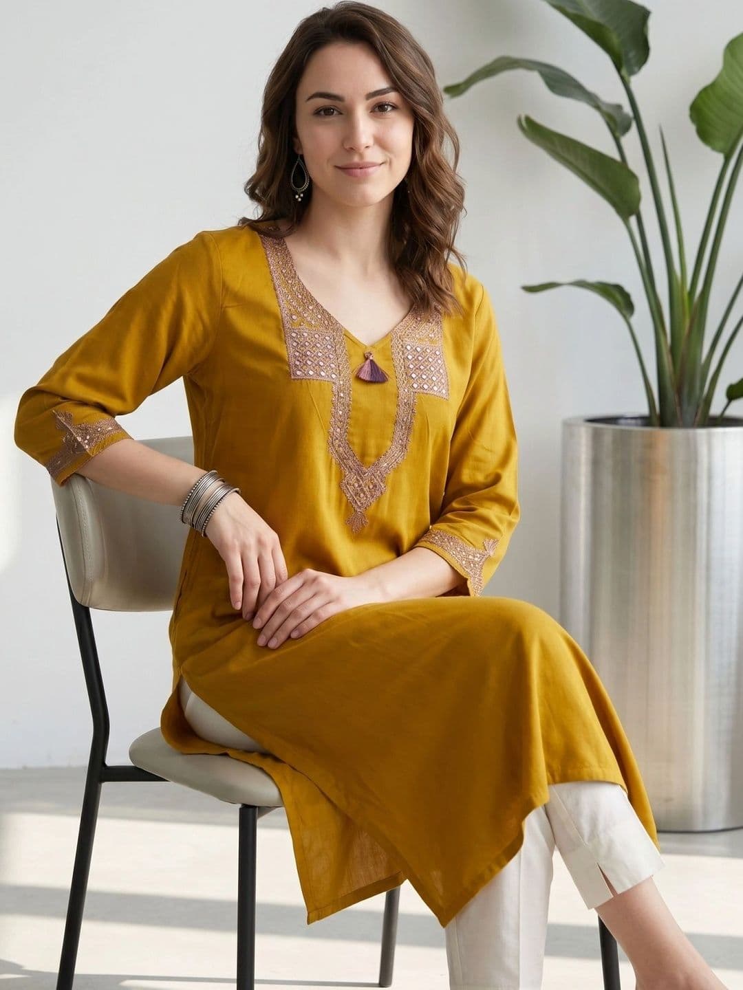 Anouk Women Embellished Mirror Work Kurta - view 1