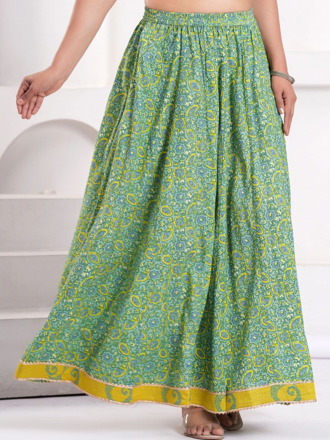 Clothy N Wave Women Abstract Bohemian Maxi Flared Skirt - view 1