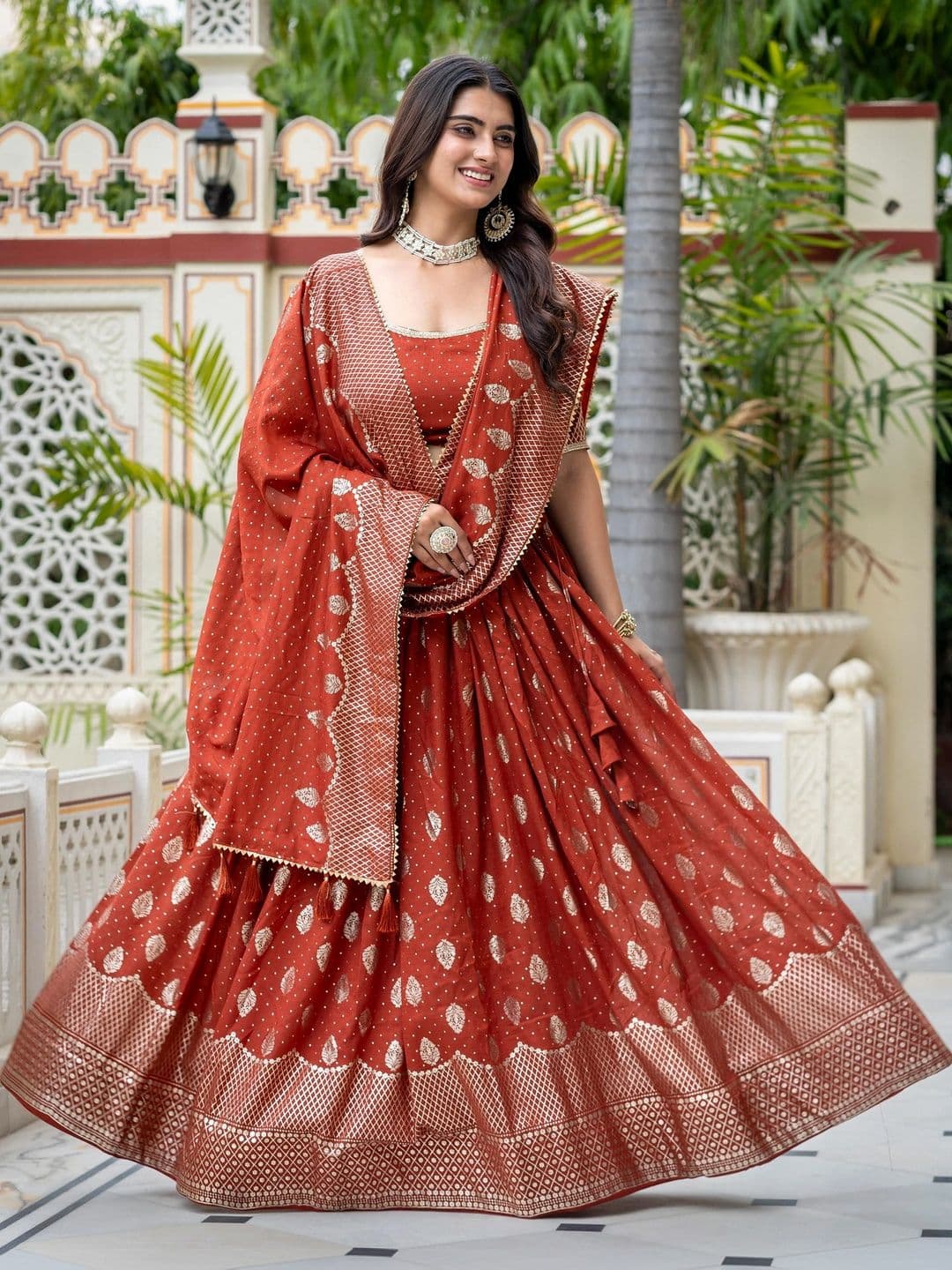 GULDORI Semi-Stitched Lehenga & Unstitched Blouse With Dupatta - view 1