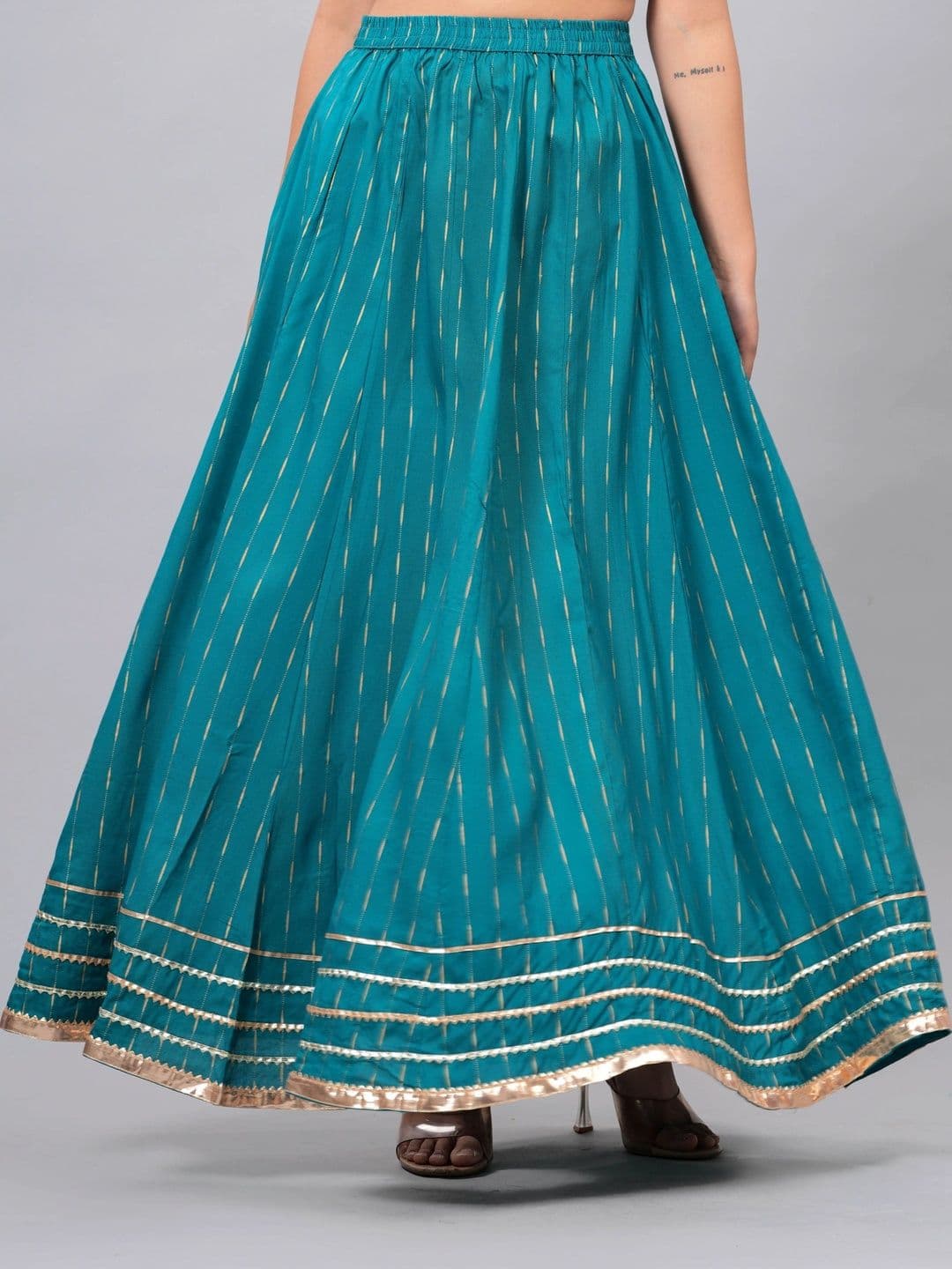 Clothy N Wave Women Striped Tiered Maxi Flared Skirt - view 1