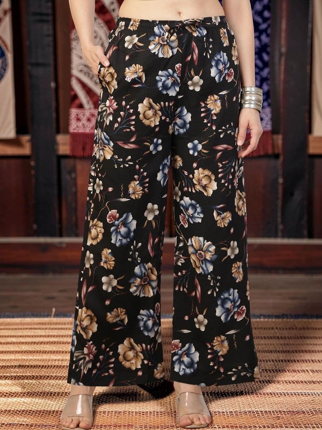 Jinfo Women Floral Printed Crepe Palazzos - view 1