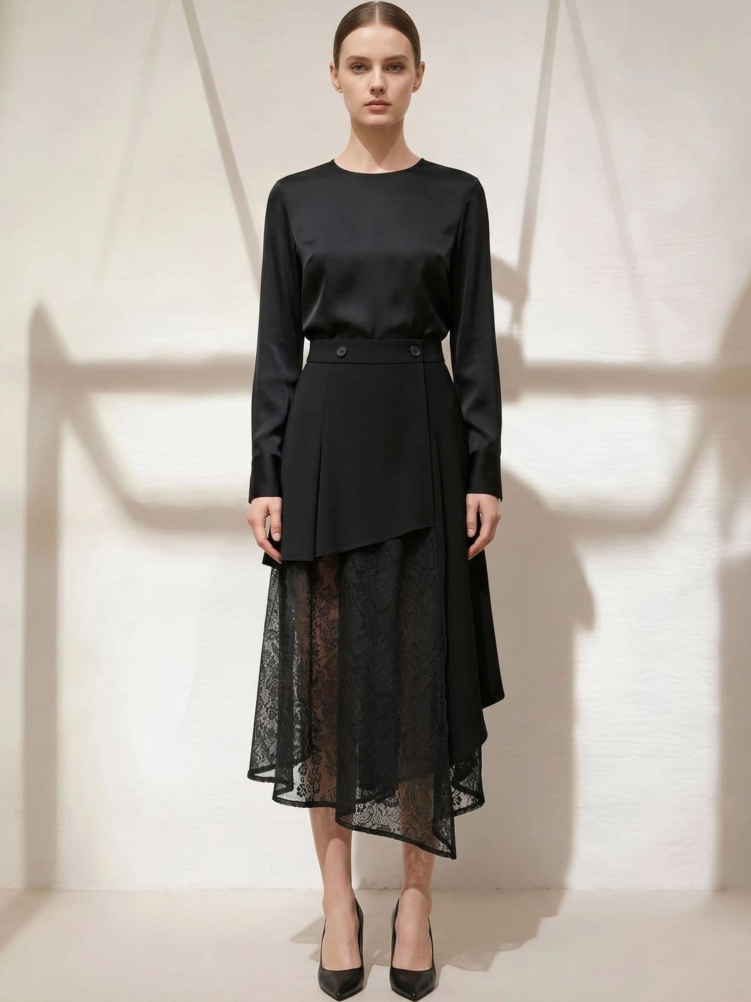 StyleCast x Revolte Women Lace Frills Bows and Ruffles Midi A-Line Skirt - view 1