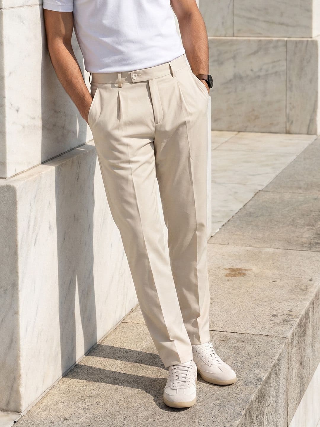 encore by INVICTUS Men Easy Wash Pleated Trousers
