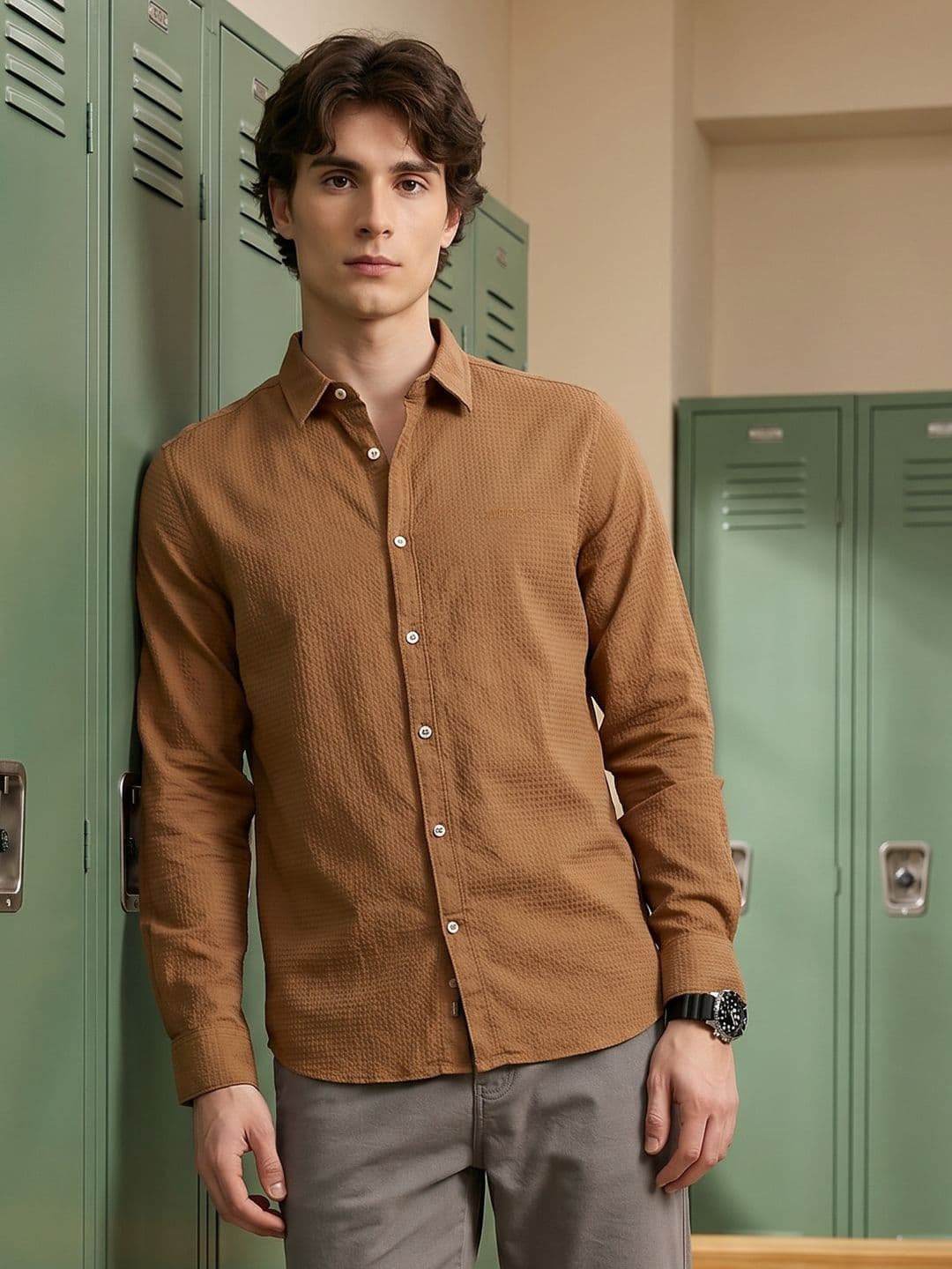 Aeropostale Waffle Textured Pure Cotton Casual Shirt - view 1