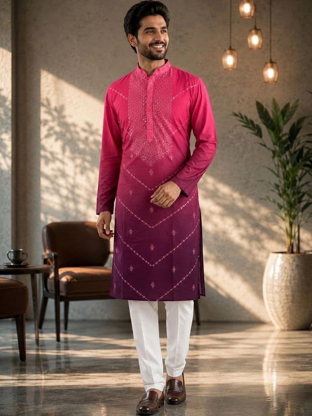 Dincharya Men Embellished Sequinned Kurta - view 1