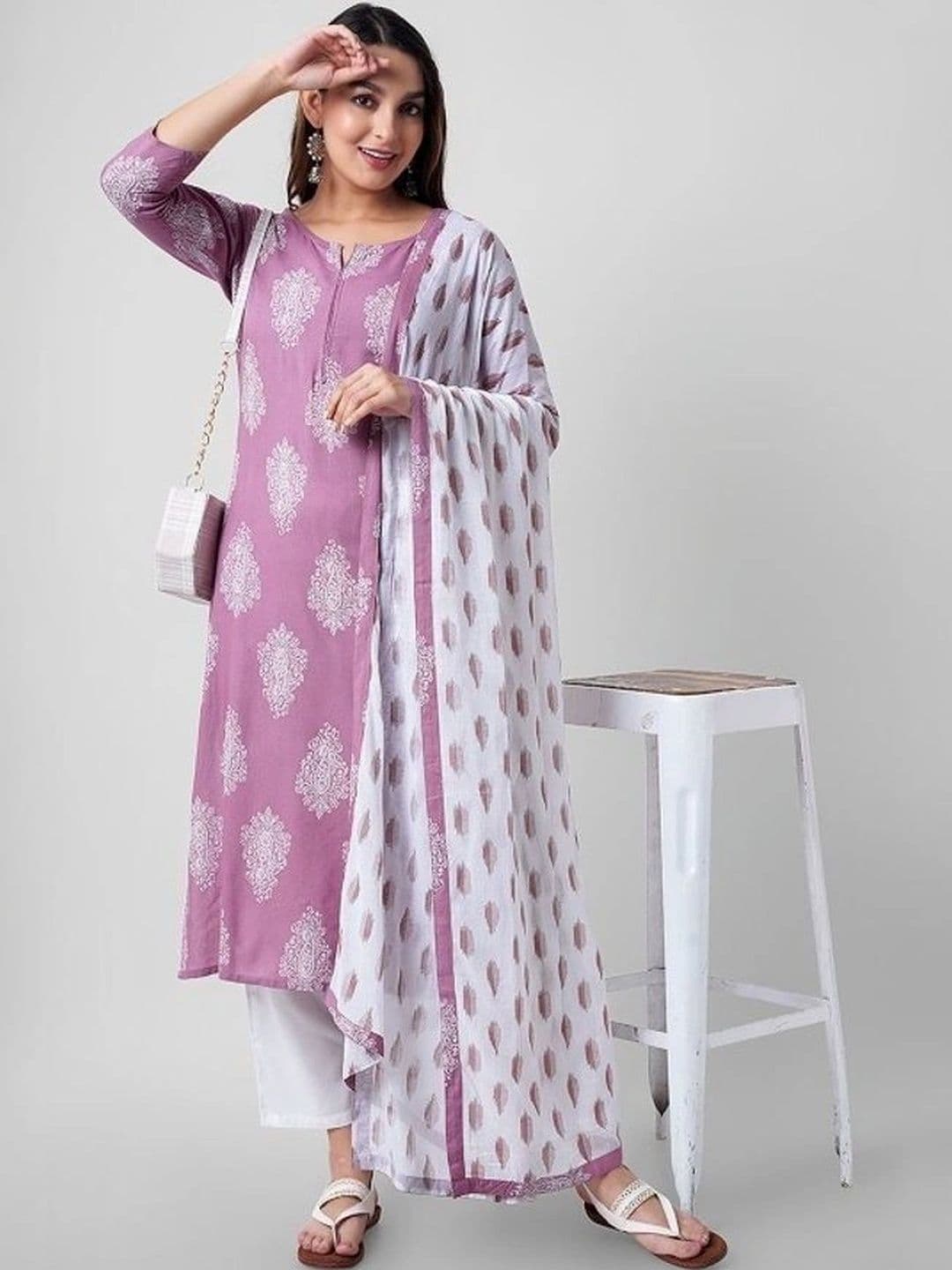 JAI KURTIES Women Ethnic Motifs Printed Regular Kurta with Trousers & With Dupatta - view 1