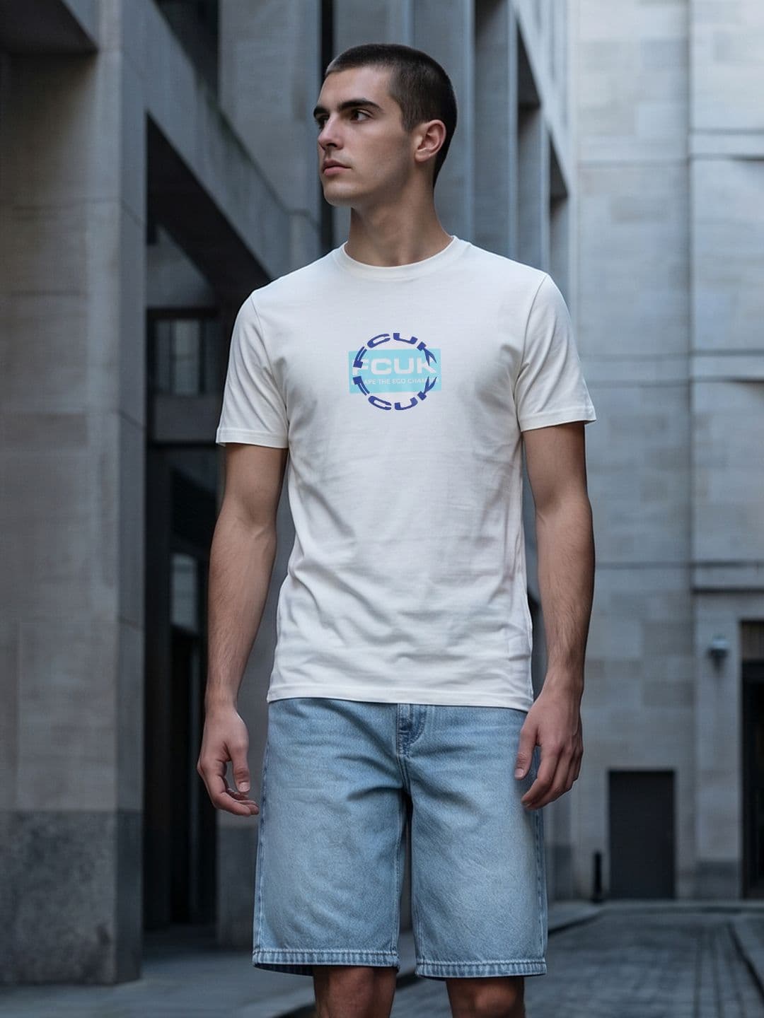 FCUK Brand Logo Printed Pure Cotton T-shirt - view 1