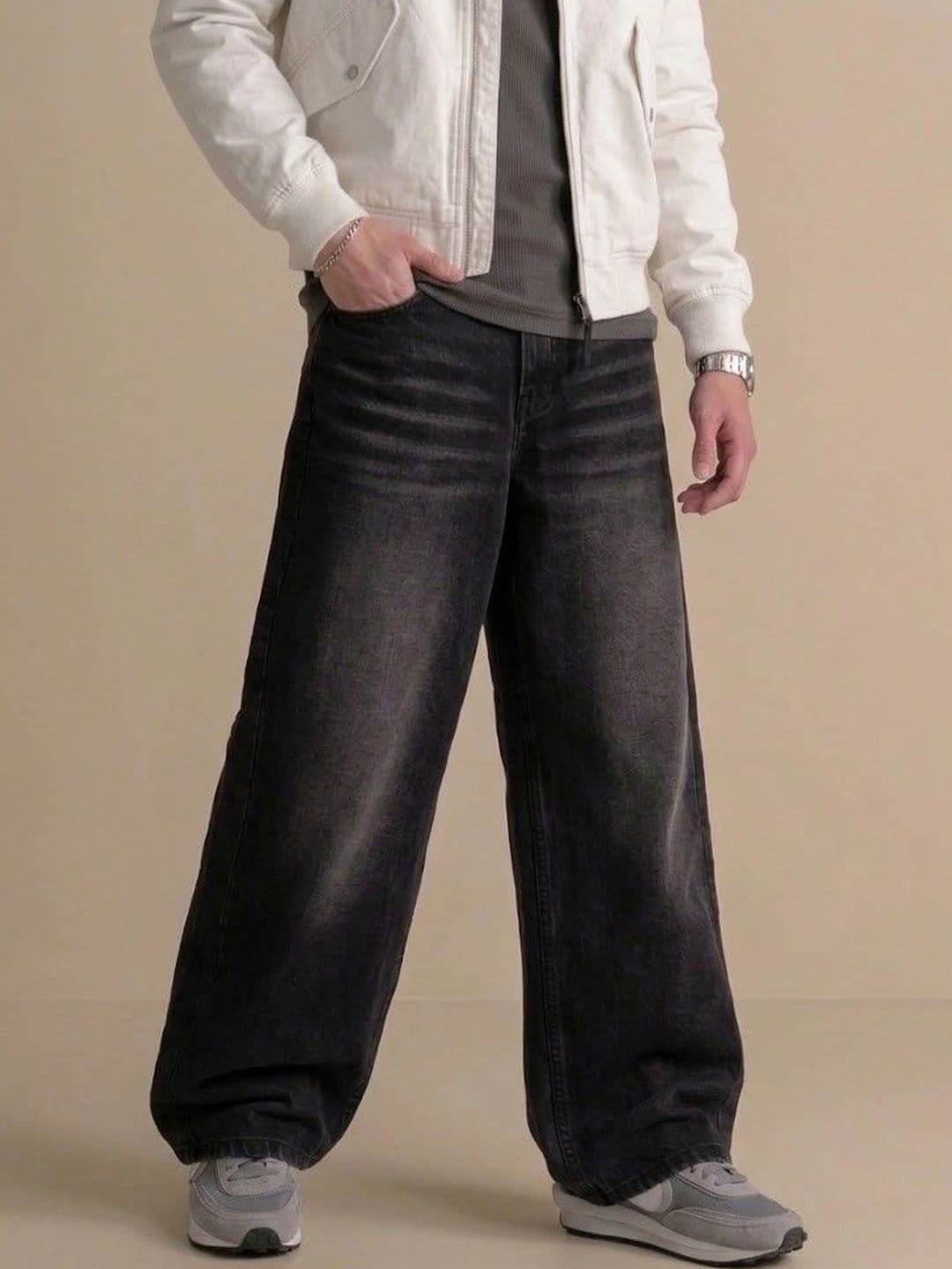 FEBRi Men Wide Leg Mid-Rise Light Fade Jeans - view 1