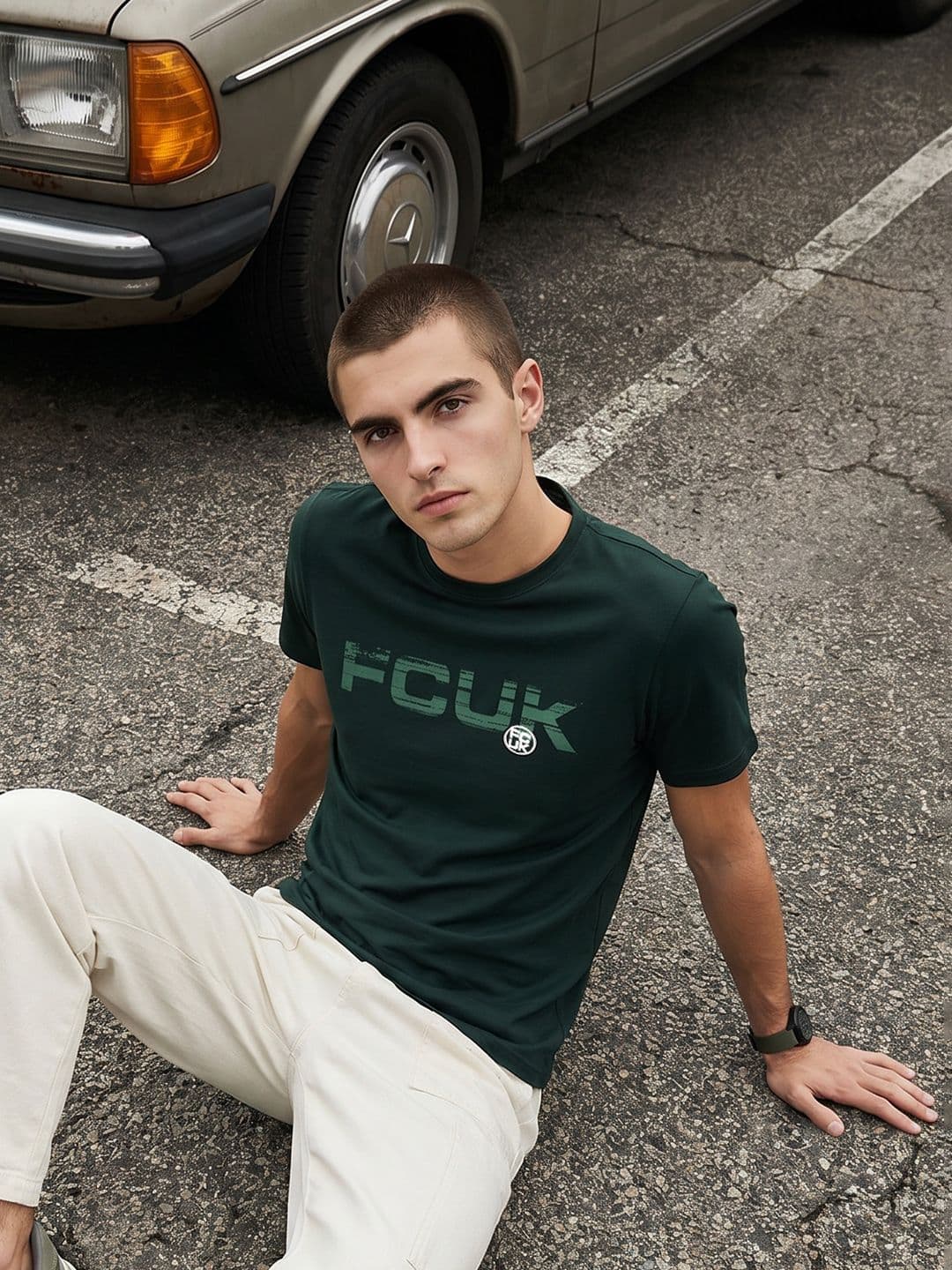 FCUK Brand Logo Printed Pure Cotton T-shirt - view 1