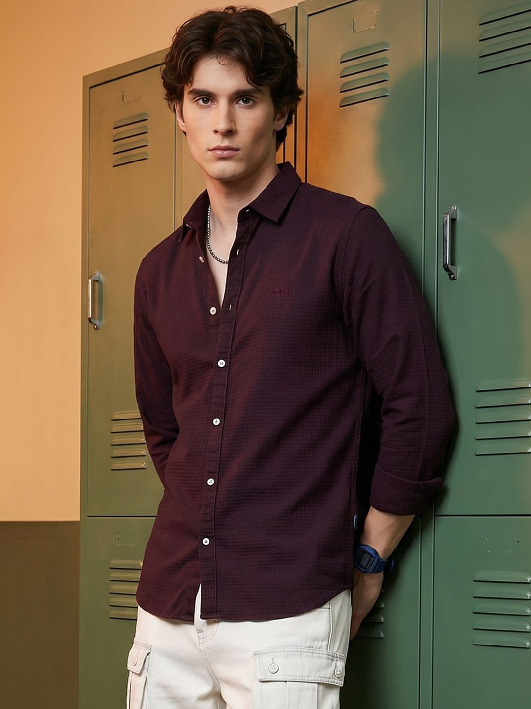Aeropostale Waffle Textured Pure Cotton Casual Shirt - view 1