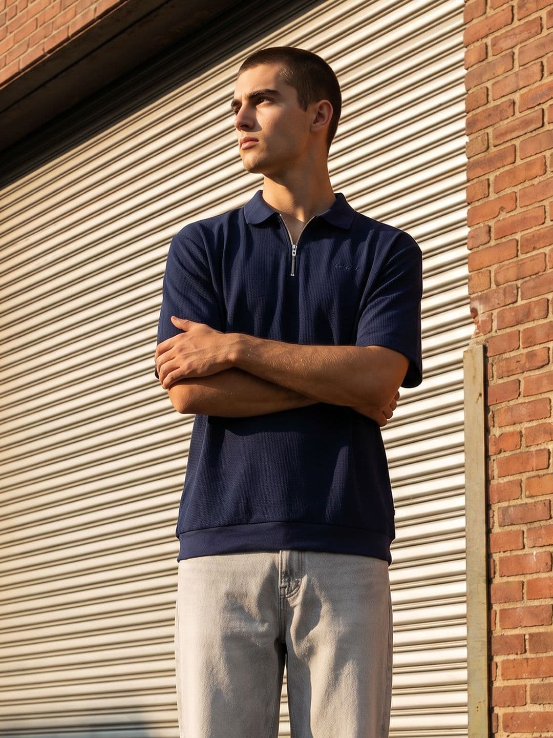 FCUK Relaxed Fit Striped Polo Collar T-shirt - view 1