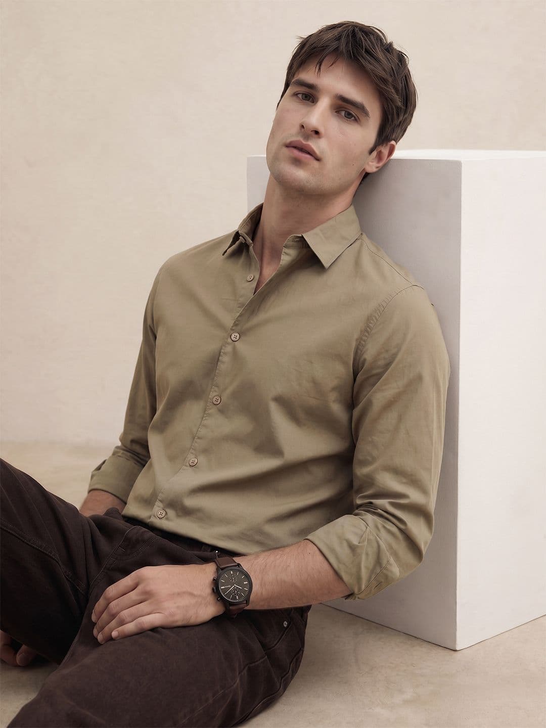 THE SHIRT CODE Spread Collar Pure Cotton Casual Shirt - view 1