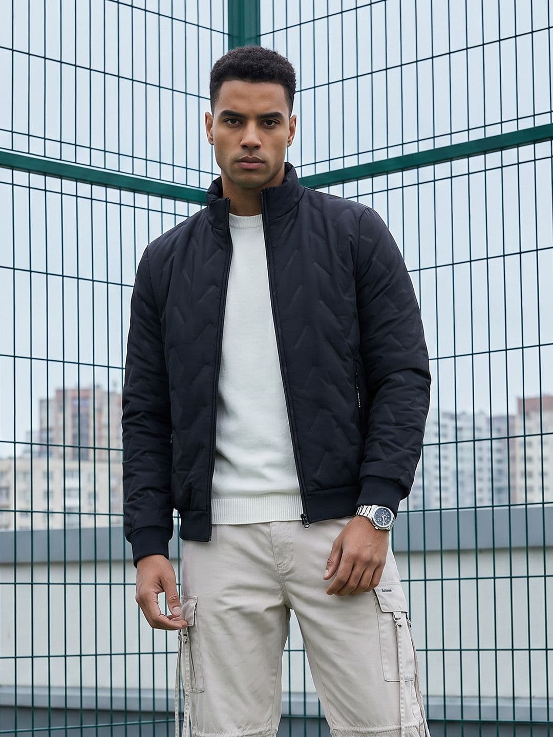 HERE&NOW Mock Collar Padded Jacket - view 1