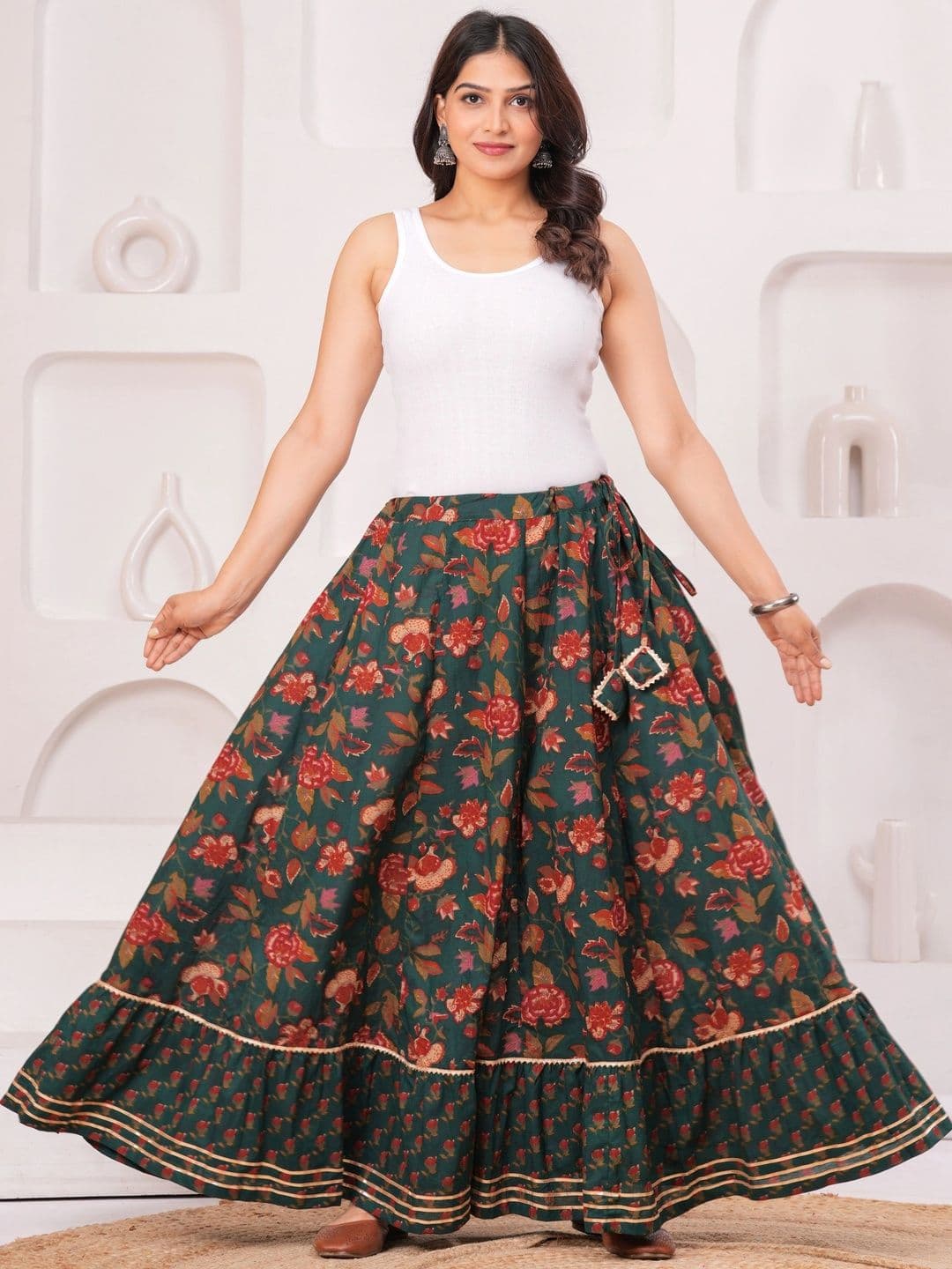 Clothy N Wave Women Floral Maxi Flared Skirt - view 1