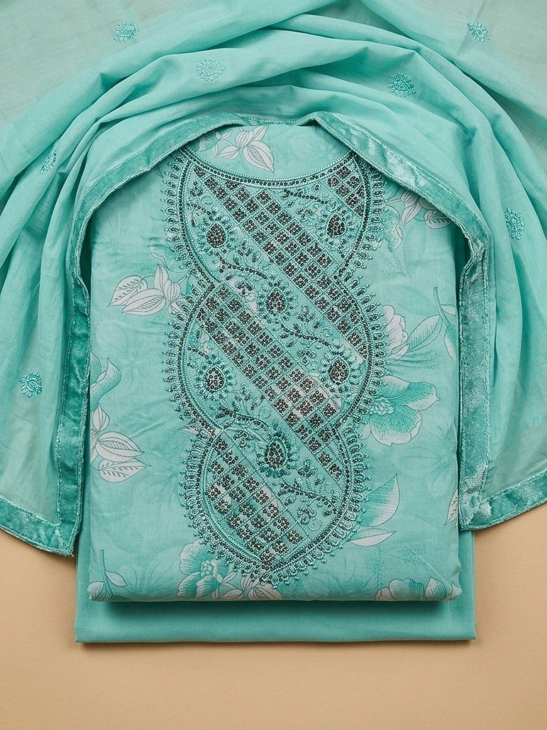 Meena Bazaar Embroidered Unstitched Dress Material - view 1