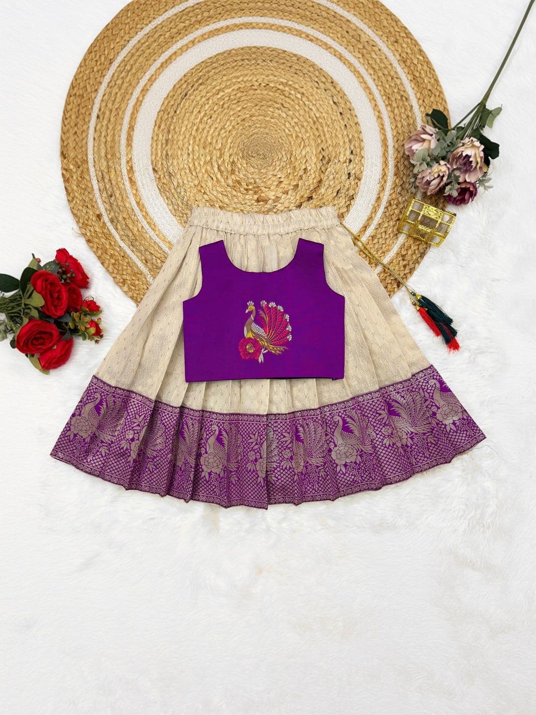 FELIZ THE DESIGNER STUDIO Girls Embroidered Thread Work Ready to Wear Lehenga & - view 1