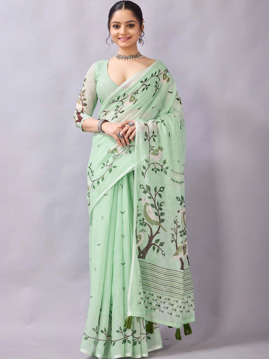 Mitera Linen Blend Designer Saree - view 1