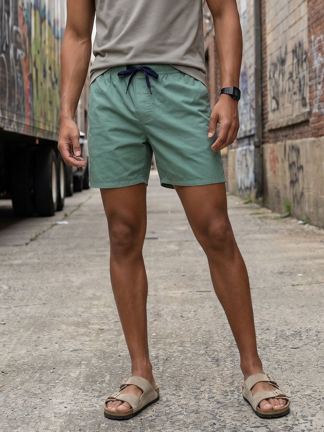 HERE&NOW Mid-Rise Cotton Casual Shorts - view 1