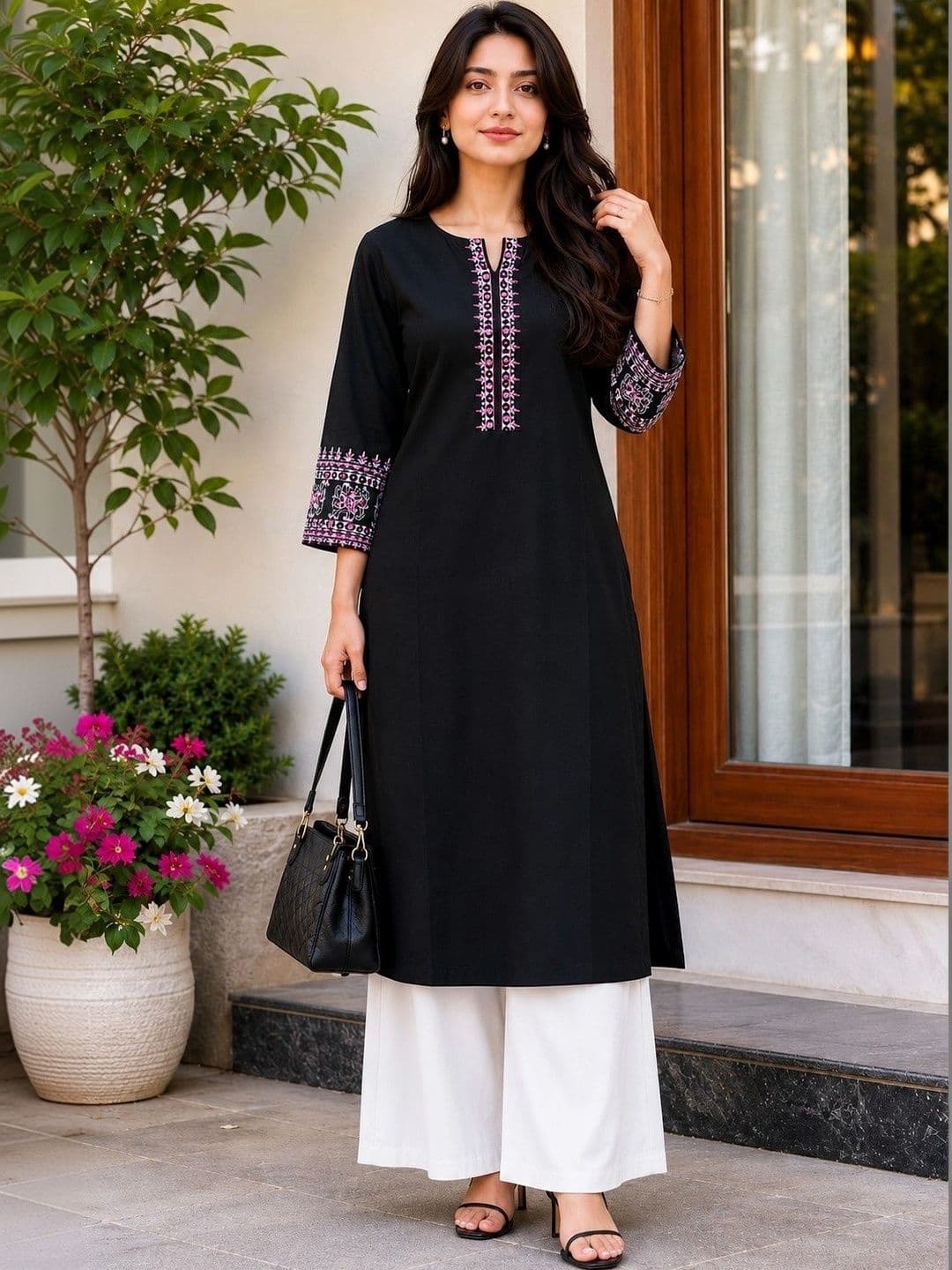 KPF Women Ethnic Motifs Embroidered Thread Work Kurta - view 1