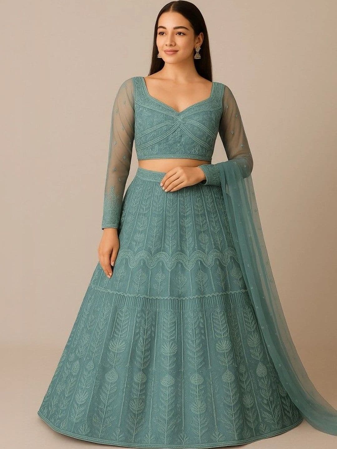LEGACY ETHNIC Embroidered Thread Work Semi-Stitched Lehenga & - view 1
