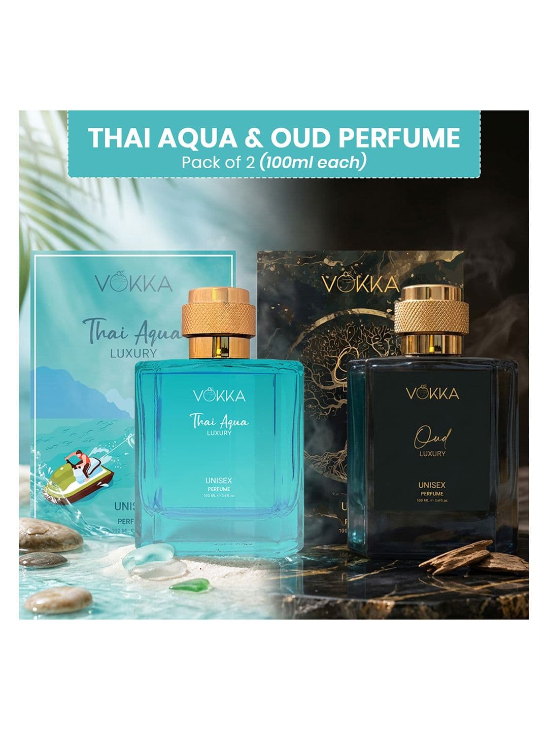 VOKKA Set Of 2 Thai Aqua & Oud Luxury Long-Lasting Perfumes - 100 ml Each - view 1