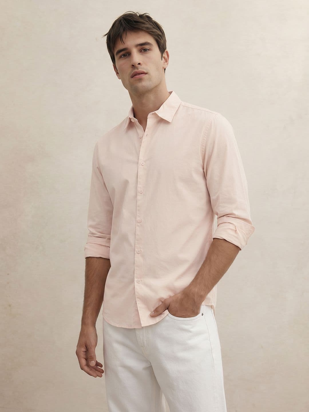 THE SHIRT CODE Spread Collar Pure Cotton Casual Shirt - view 1